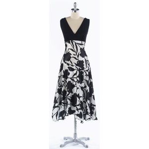 NWT Floral Black & White Gown